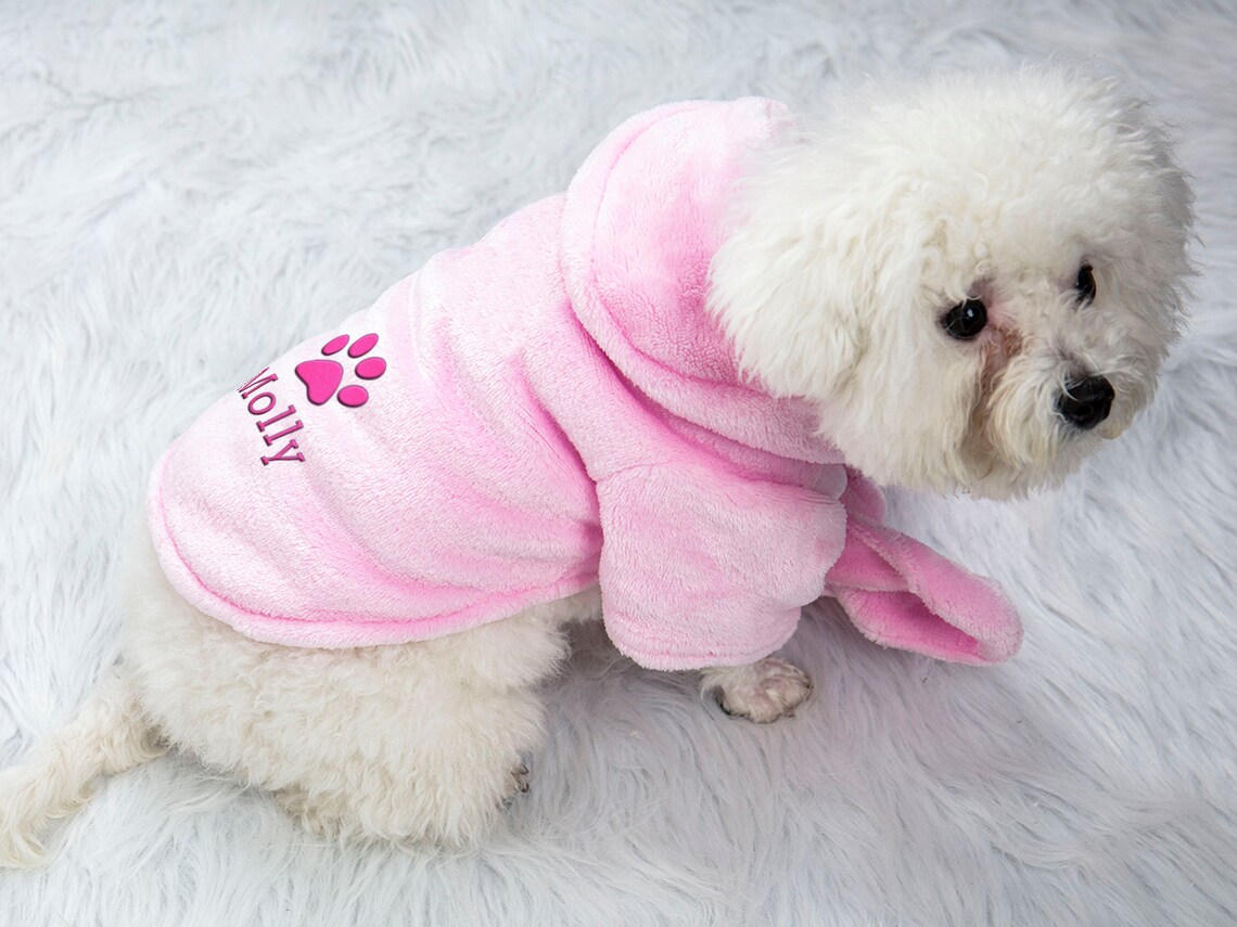 Custom dog bathrobe Personalized pet bathrobepink dog winter Etsy
