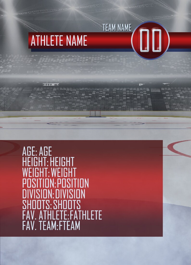 Trading Card Template Sports Card Template Custom Hockey Card Template