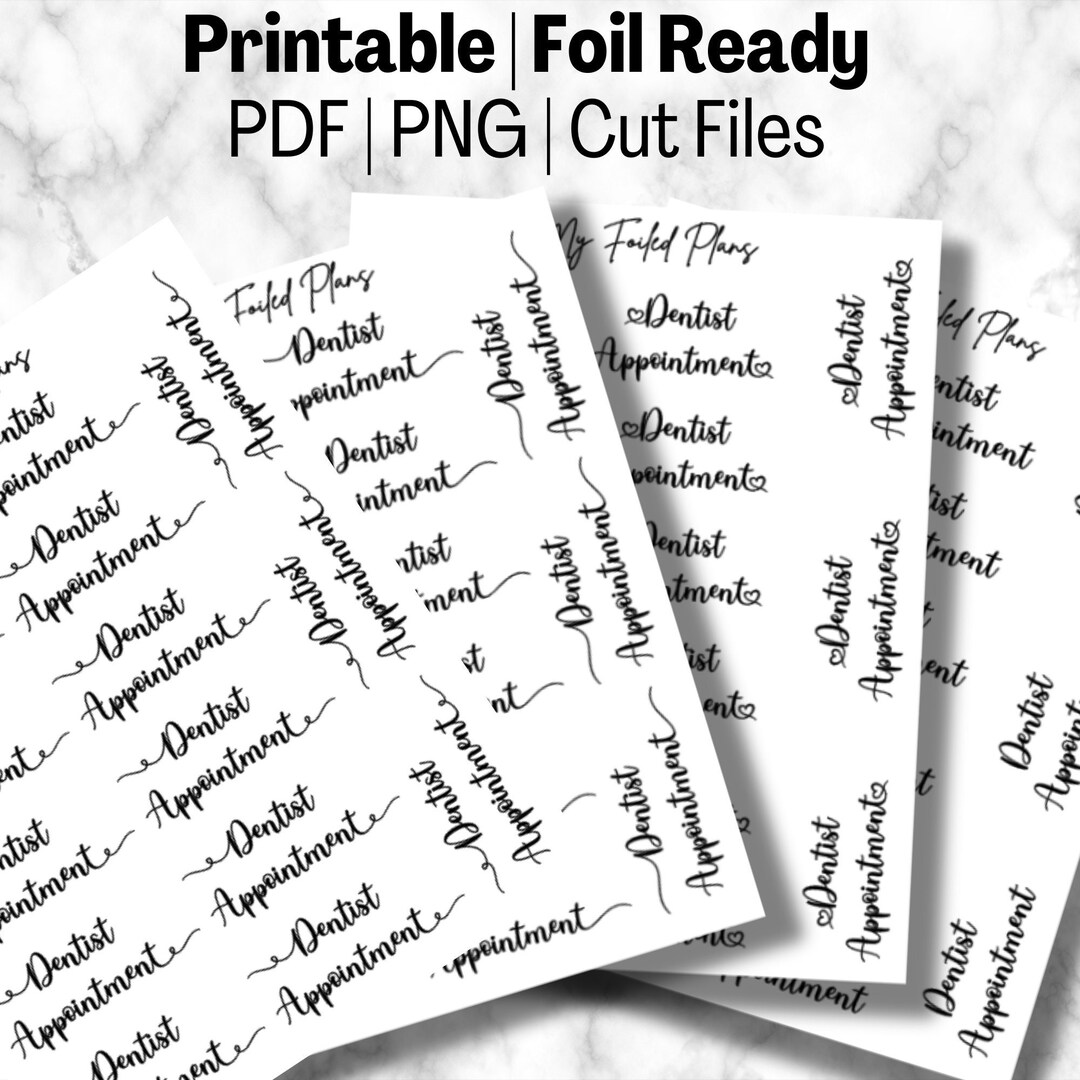 Dentist Appointment Script Stickers | Printable | Foil Ready - Etsy