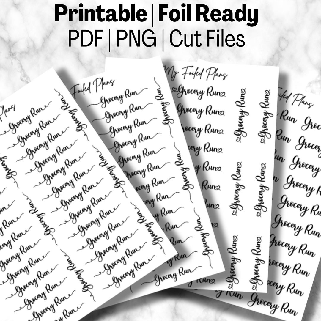 Grocery Run Script Stickers | Printable | Foil Ready - Etsy