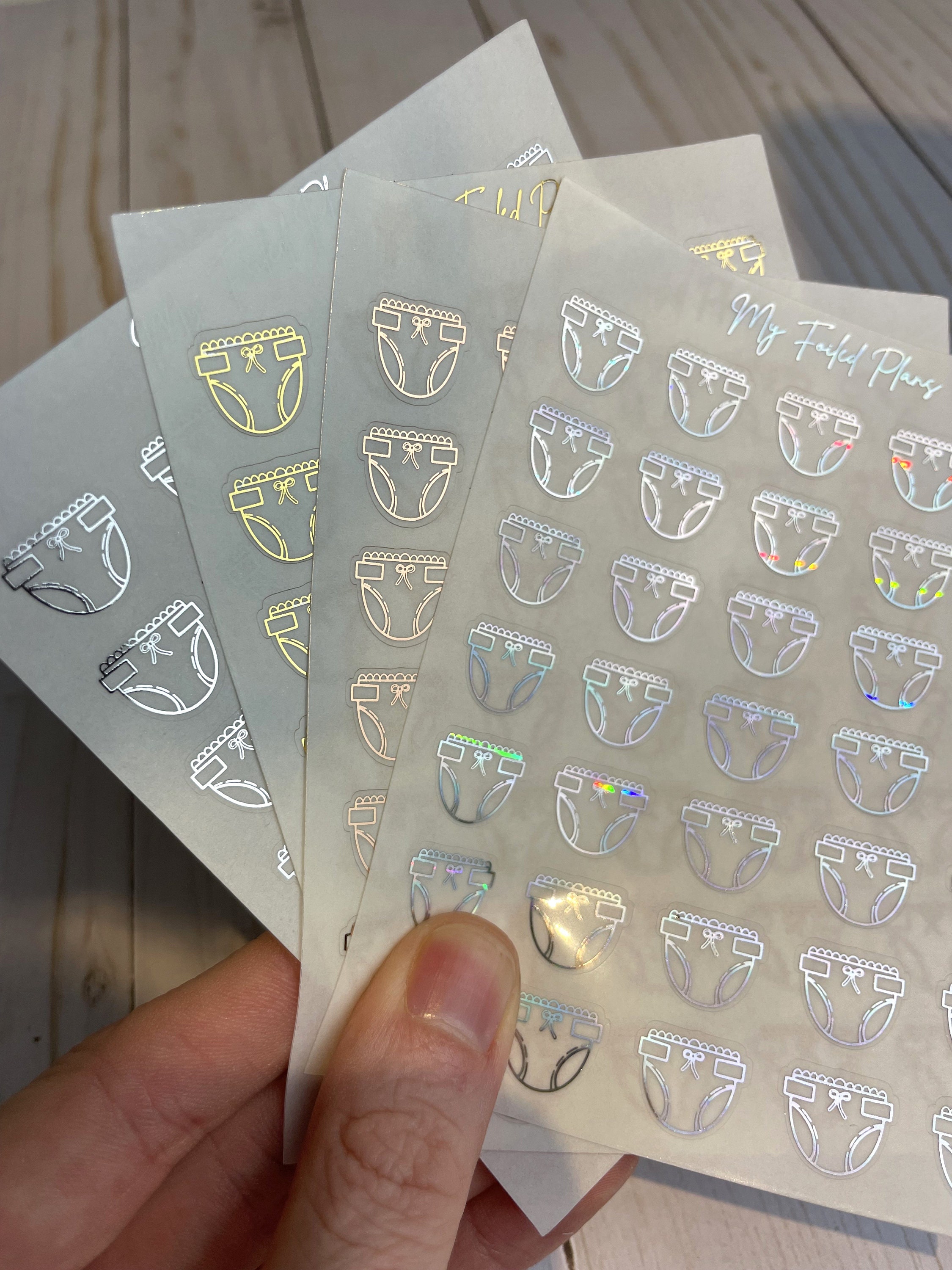 Diaper // Hand Drawn Foiled Icon Stickers - Etsy
