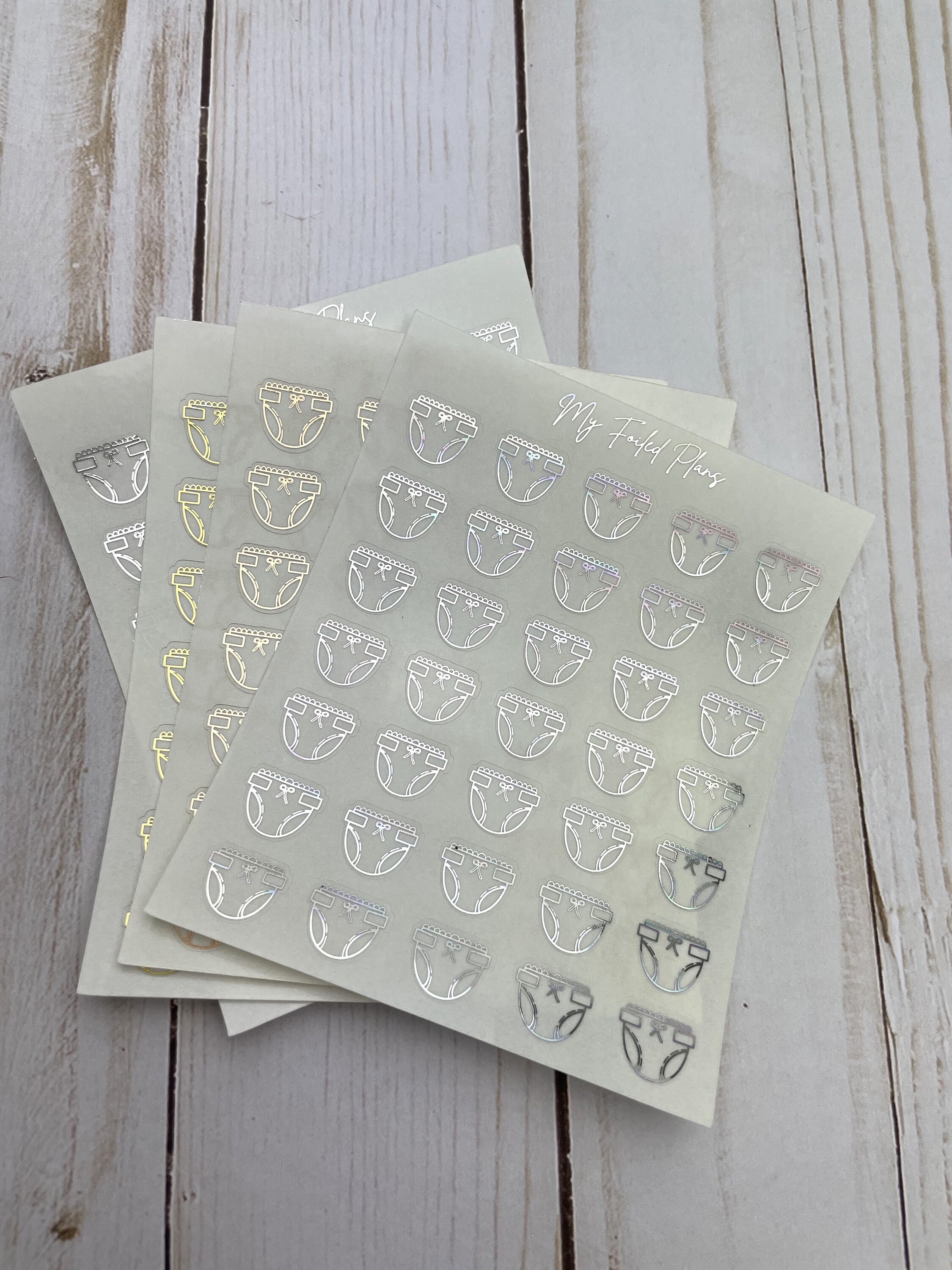 Diaper // Hand Drawn Foiled Icon Stickers - Etsy