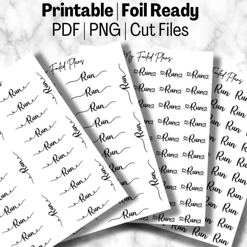 Cursive Run Run Script Stickers | Printable | Foil Ready - Etsy