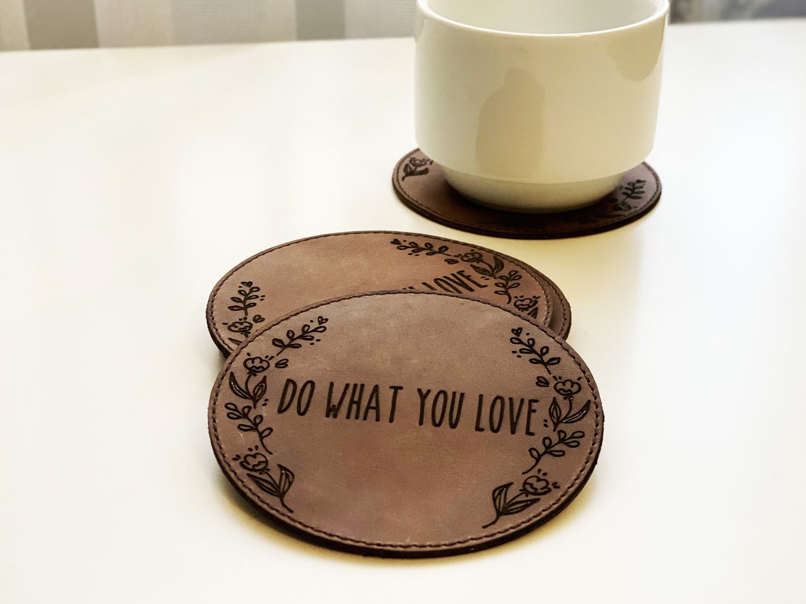 Personalized Leather Coasters Drink Coasters Leather Etsy
