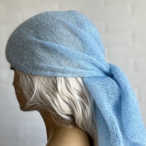 Blu Mohair Knitted Triangle Scarf: Warm Wool Kerchief Head WrapUSA Final Price – PDD Shipping Included