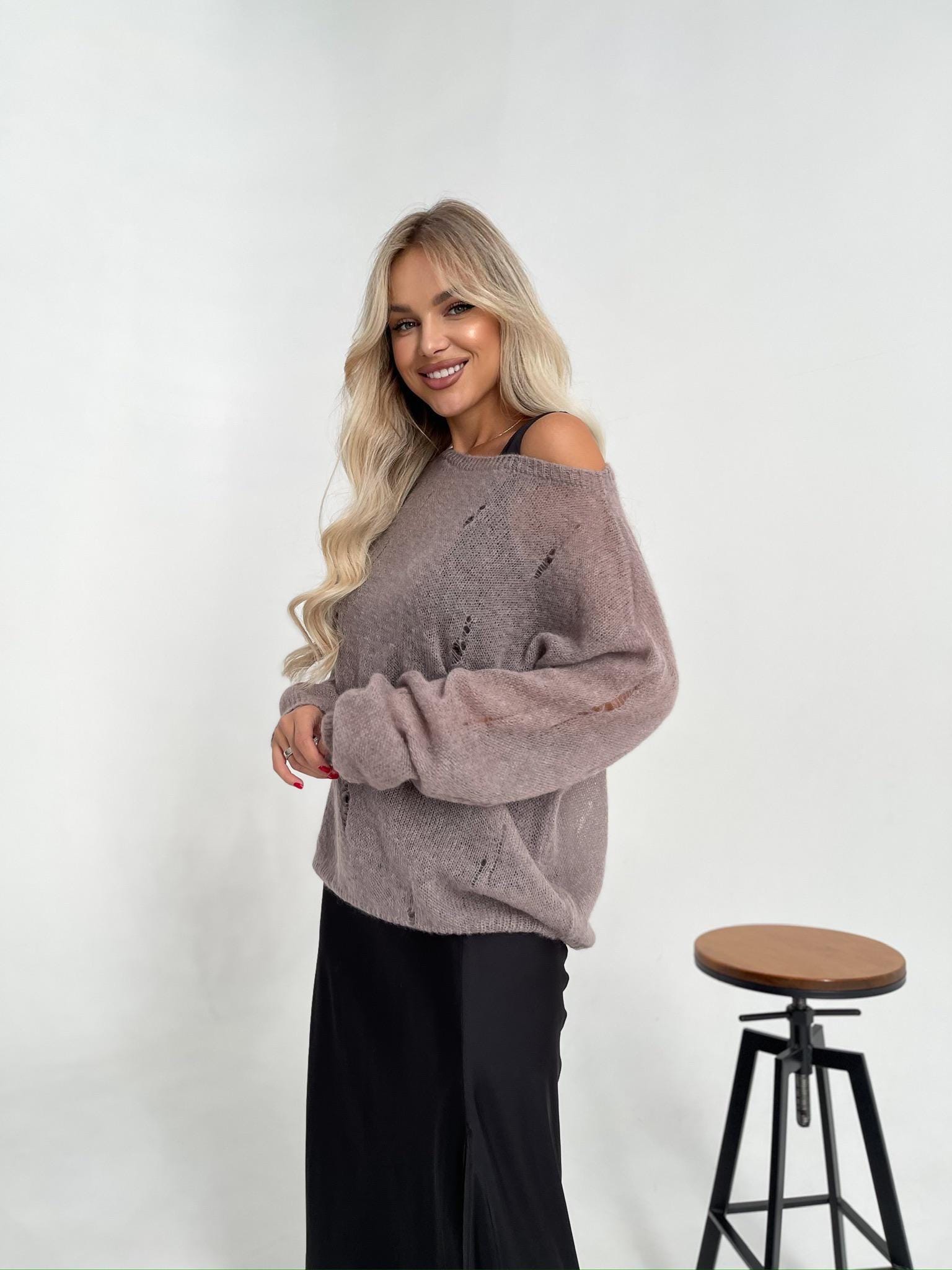 ohootro　Sheer Alpaca Knit Namu Shop - Auralee Baby Suri Alpaca Sheer Knit P/O - Purple