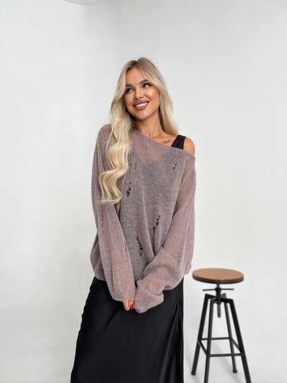 ohootro　Sheer Alpaca Knit AURALEE - Women Baby Suri Alpaca Sheer Knit P/O