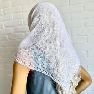 Hand Knit Mohair Lace Shawl: Delicate Triangle Wedding Wrap