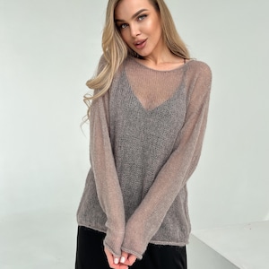 Beige trui van alpacawol, grote maten: elegante herfsttrui