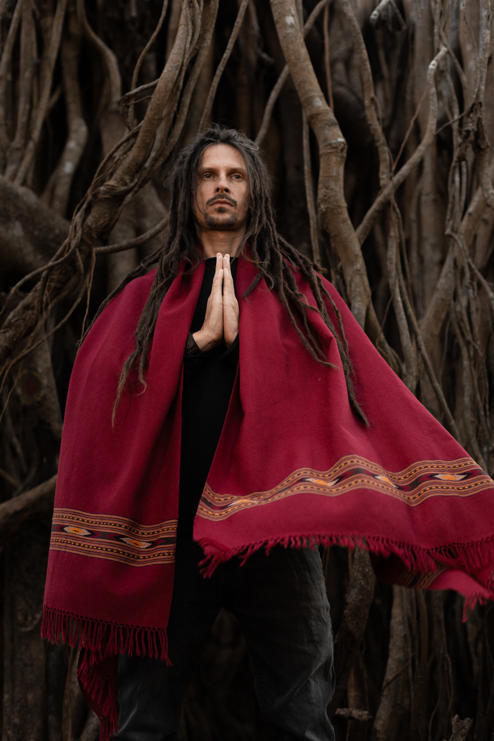 Red - Kutch Bhujodi Handwoven Merino Wool Shawl 232