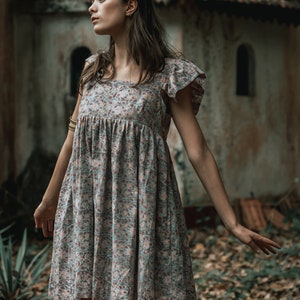 Bohemian dress Blue Doll dress Hippy dress Summer dress Unique dress Short dress Ruffle dress Fancy Womans dress image 5