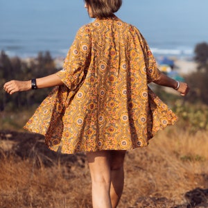 Chemise oversize femme Jaune Colorant naturel Chemisier d'été Kimono court image 4
