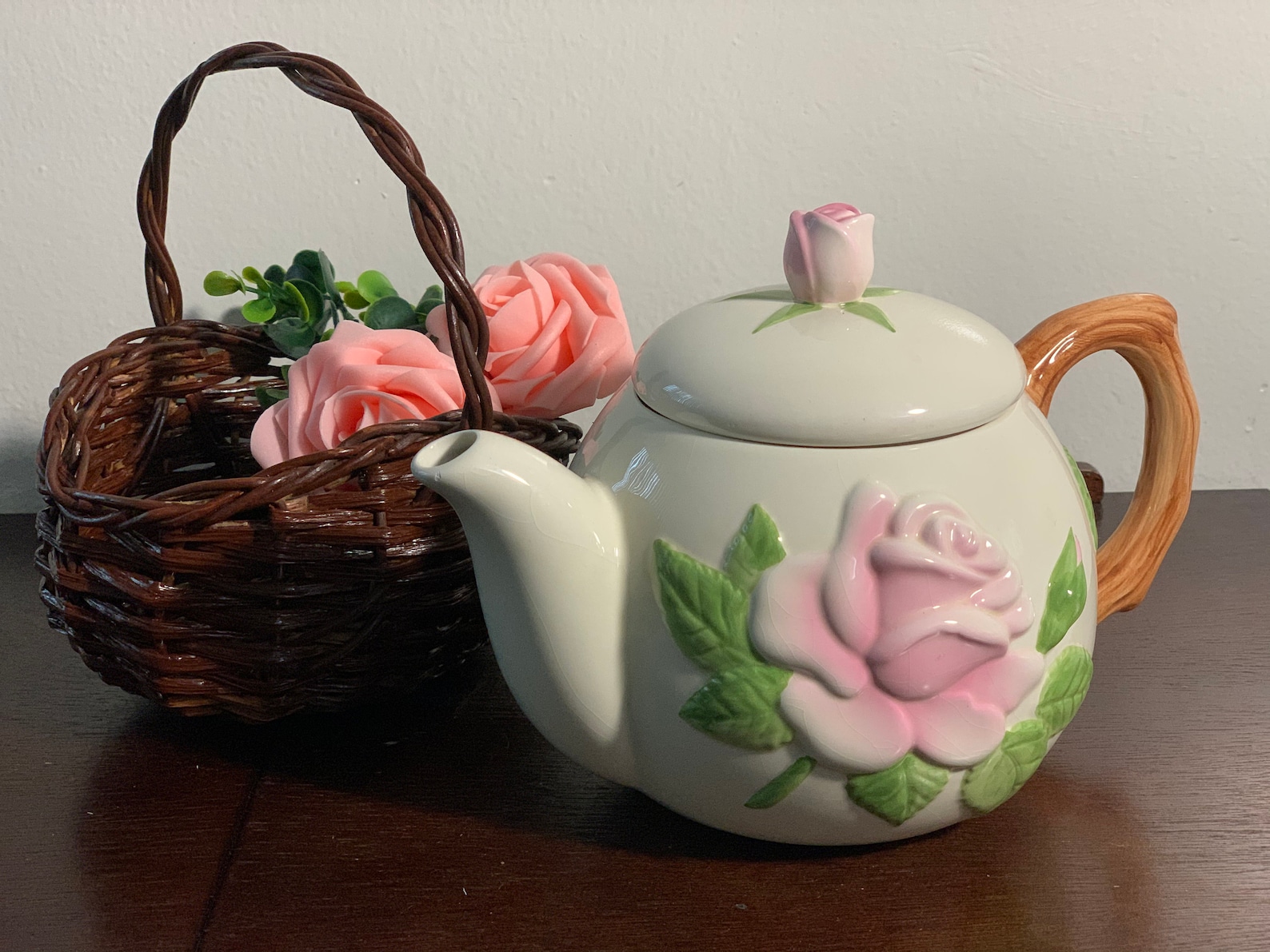 Vintage Cottage Core Teapot and Basket Gift Set Etsy