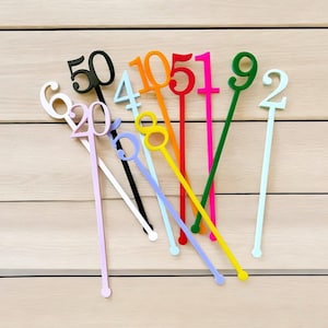 Birthday Number Drink Stirrers: Acrylic Party Decor