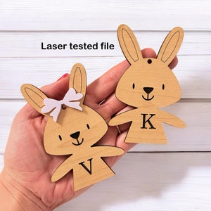 Bunny Name Tag SVG Laser Cut File: Easter Basket Tag