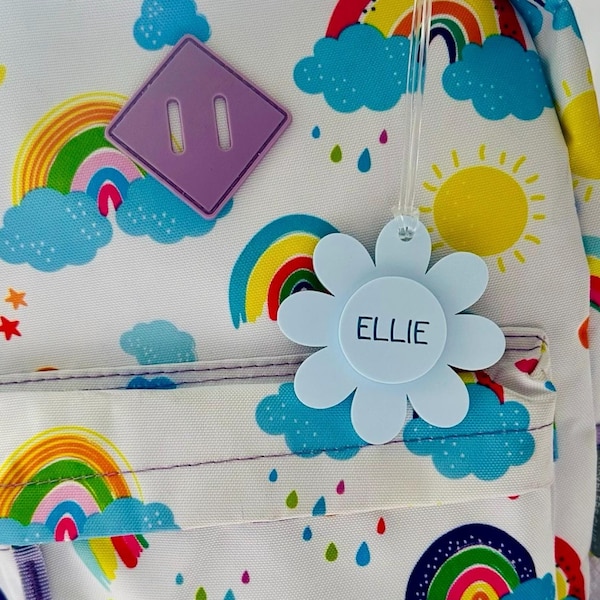 Personalized Daisy Acrylic Backpack Tag - Kids Name Tag