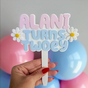 Kids 2nd Birthday Twoey Acrylic Cake Topper or Any Age.