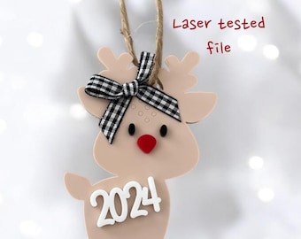 Reindeer Ornament Laser File SVG.