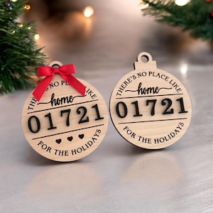 There&#39;s no place like Home for the holidays Ornament Laser File| Svg laser file Ornament|Laser Cut File| Zipcode Ornament| Glowforge tested.