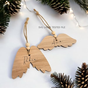 Wings Christmas Ornaments SVG Laser Cut File (Digital File)