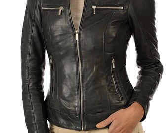Women's Lambskin Leather Jacket Stylish Slim Fit - Etsy