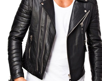 Men's Leather Jacket Stylish Handmade Motorcycle Bomber | Etsy