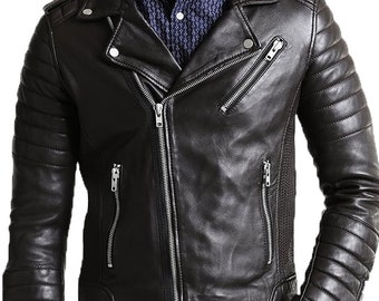 Men's Leather Jacket Stylish Handmade Motorcycle Bomber - Etsy