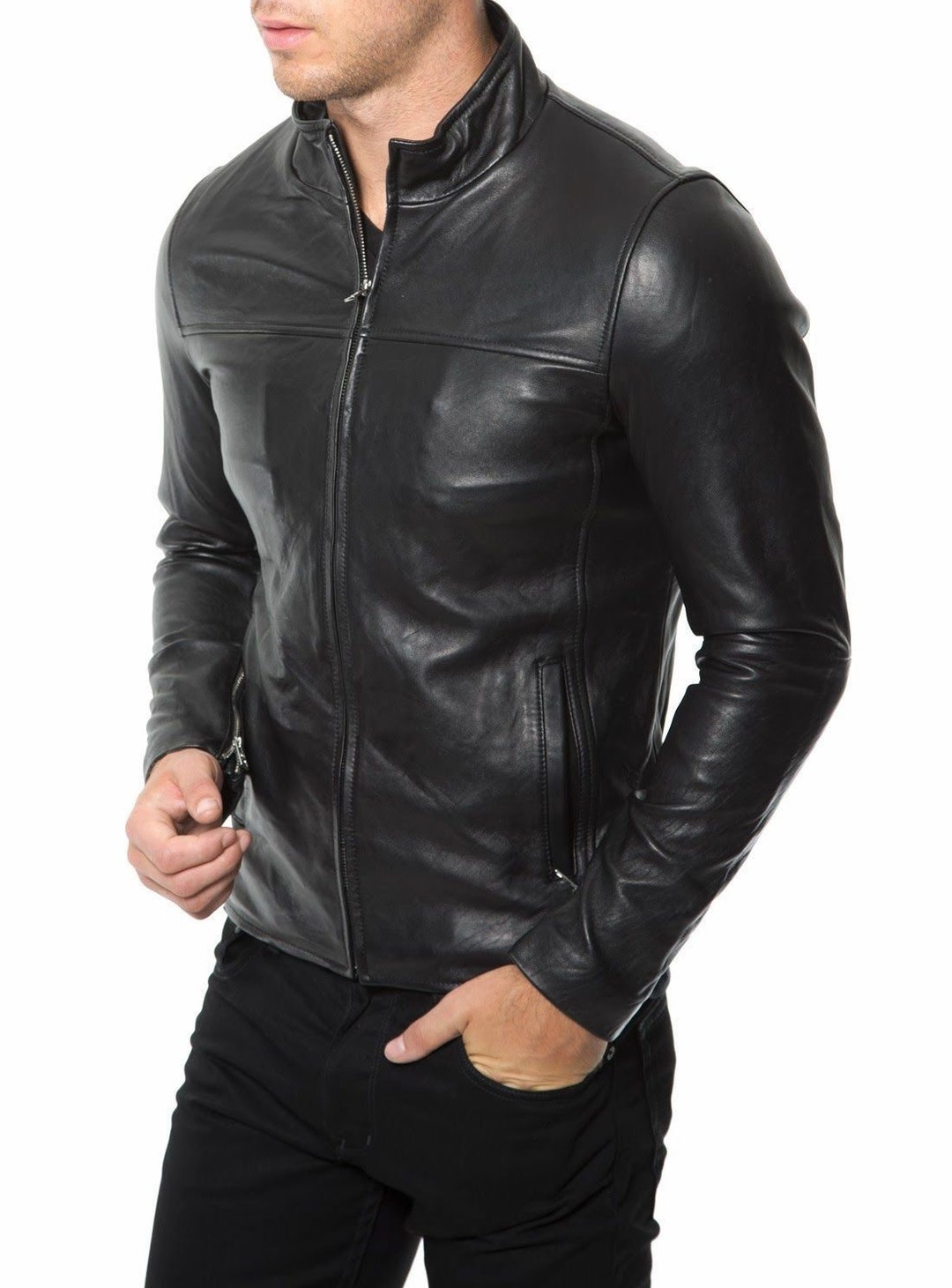 Men's Leather Jacket Stylish Handmade Motorcycle Bomber - Etsy