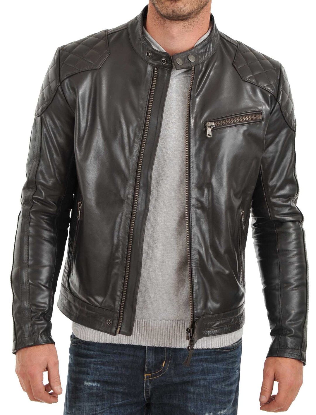 Men's Leather Jacket Stylish Handmade Motorcycle Bomber - Etsy