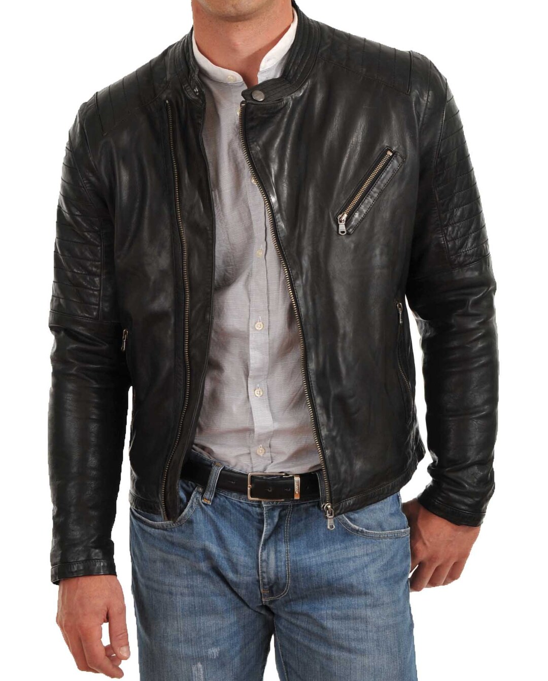 Men's Leather Jacket Stylish Handmade Motorcycle Bomber - Etsy