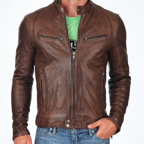 New Men's Genuine Lambskin Leather Shirt Jacket Stylish - Etsy