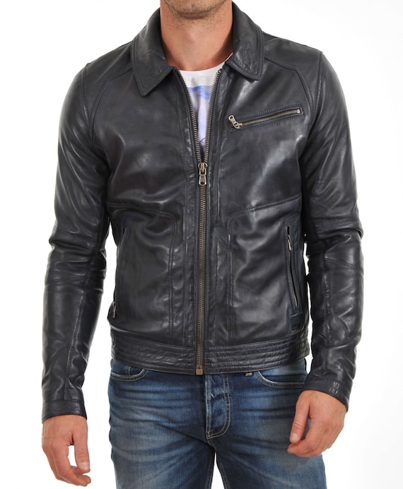 Men's Leather Jacket Stylish Handmade Motorcycle Bomber - Etsy