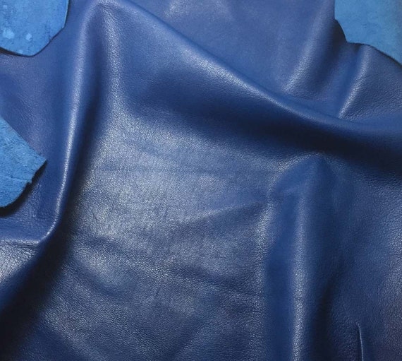 BLUE Leather Scraps Real Soft Sheep Skin Pieces for Crafts Blue
