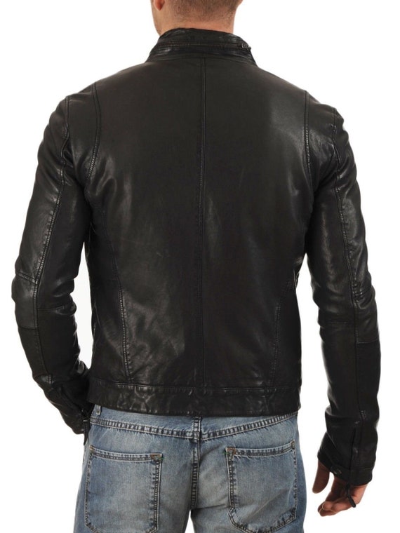 Men's Leather Jacket Stylish Handmade Motorcycle Bomber Biker Genuine  Lambskin Leather Jacket for Men Black - Etsy