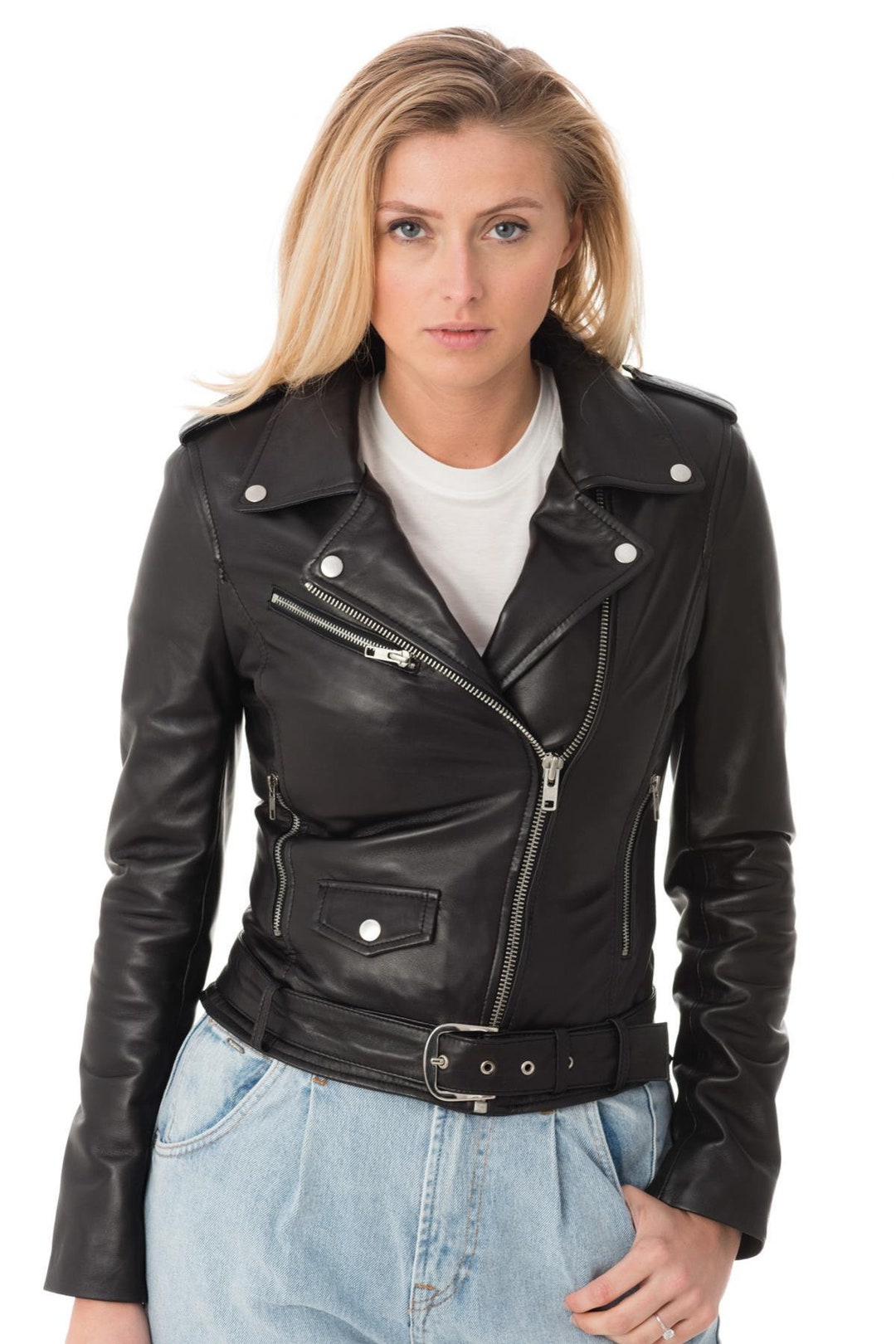 Alishbah Women's Leather Jacket Bomber Biker Genuine - Etsy