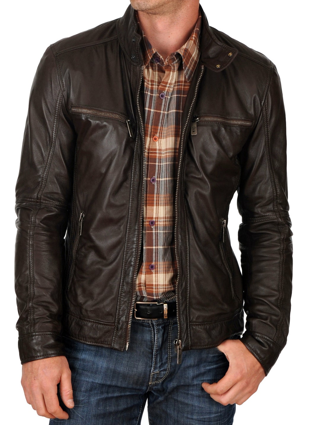 Americana de piel hombre Clearance
