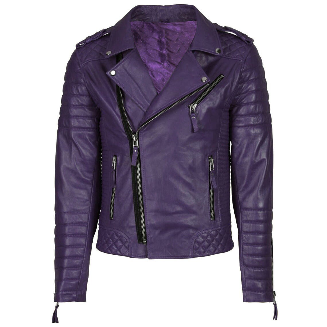 Purple leather jacket best sale mens