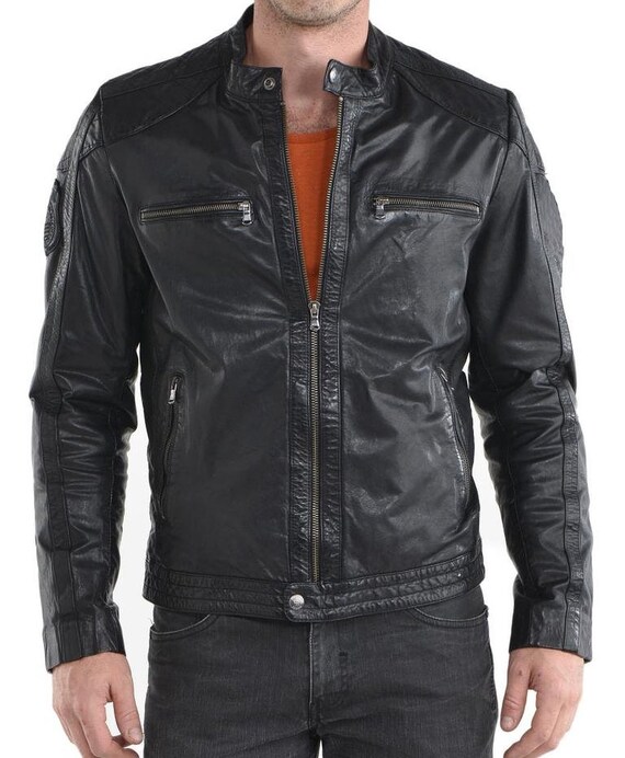 Men's Leather Jacket Stylish Handmade Motorcycle Bomber | Etsy