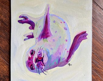 Happy Harbor Seal Original Art on Dry Wall Canvas