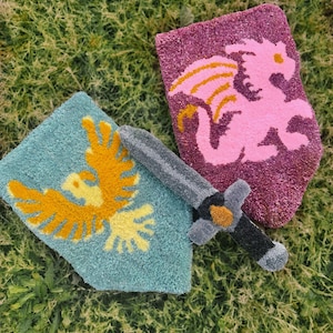 Tufted Medieval Fantasy Creature Banner Wall Hanging Unicorn, Dragon, Phoenix