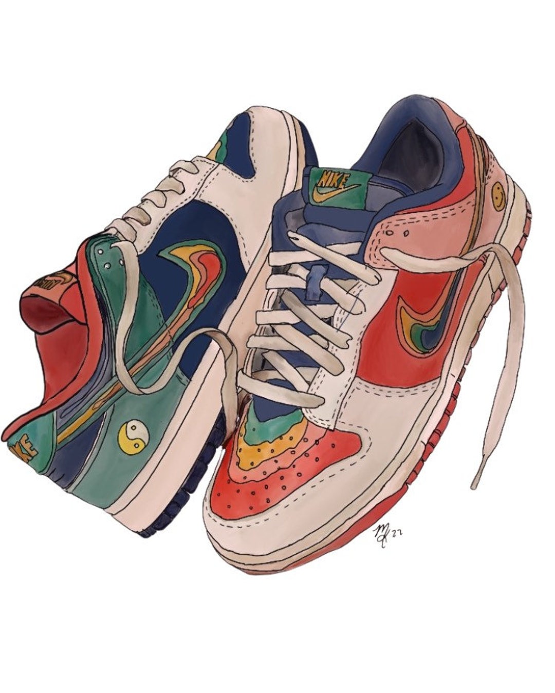 アート・デザイン・音楽 NIKE AIR FORCE 1 BOOK Air Force Ones Sneaker Original Drawing 8x10 Print Nike