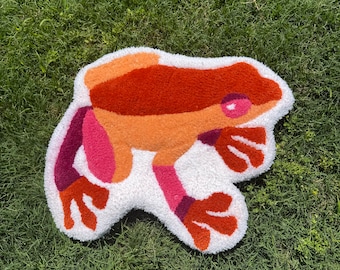 Tufted Frog Lesbian Pride Flag Wall Hanging Handmade Rug Tufted Wall Art