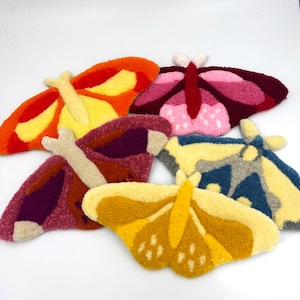 Tufted Moth Wall Hanging Art Butterfly Decor Multiple Color Options
