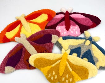 Tufted Moth Wall Hanging Art Butterfly Decor Multiple Color Options