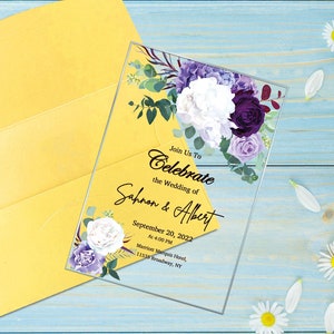 Wedding Invitation, Quinceanera Invitations for Sweet Sixteen, Birthday and babyshower, Invitacion 15 anos, Invitacion de Boda Purpura