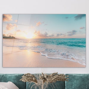 Beach Glass Wall Art, Coastal Water Decor, Modern Sea Artwork, Tranquil Beach Wall Accent, Beach House Wall Panel