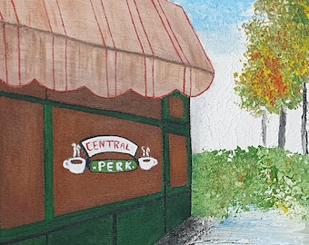 Central Perk Original Painting on Canvas, Central Perk Sign, Smelly Cat in Rain, Friends Series Memories