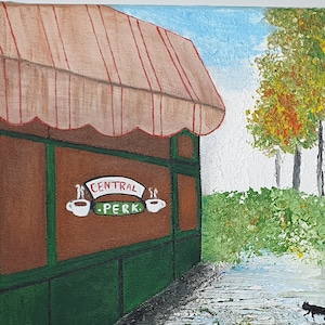 Central Perk Original Painting on Canvas, Central Perk Sign, Smelly Cat in Rain, Friends Series Memories