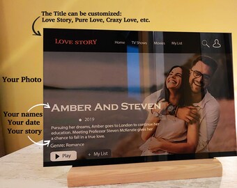 Aangepaste filmposterplaat, gepersonaliseerd filmbord, valentijnscadeau, fotobord