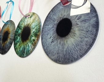 Décoration de Noël d'oeil d'iris | Ornement unique pour les yeux | Décoration d'arbre de style moderne | Cadeau iris bleu, vert, marron, gris